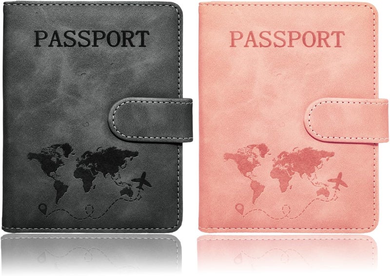 Sovirose Passport Holder for Travel Essentials, 2 Pack Rfid Passport Cover for Women Men - Image 1